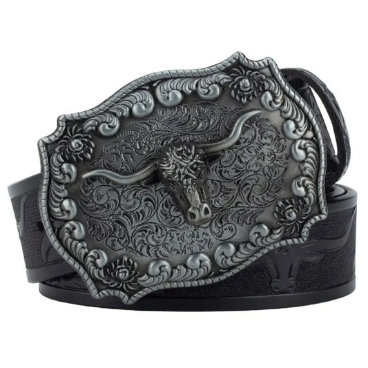 Ceinture Western Noire Argenté / 100cm