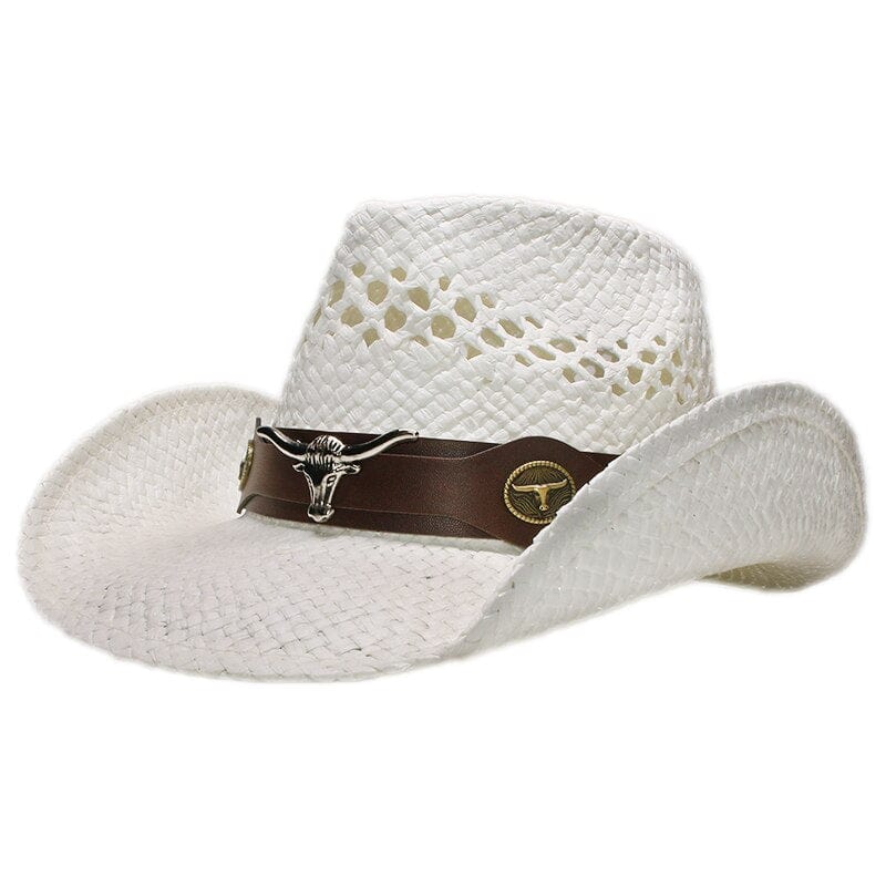 Chapeau Country Paille Blanc