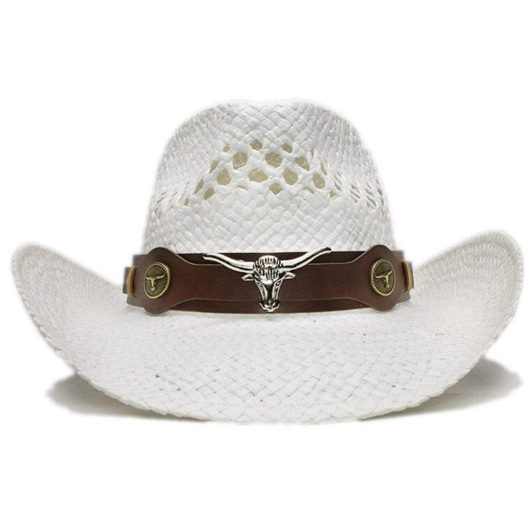 Chapeau Country Paille Blanc