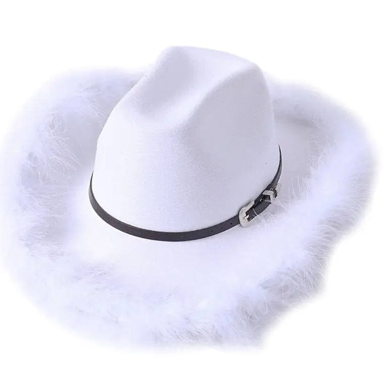 Chapeau de Cowboy à Fourrure Blanc