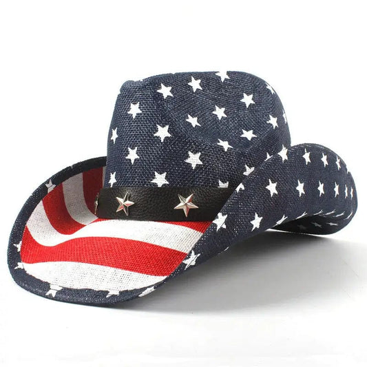 Chapeau de Cowboy Bleu Blanc Rouge