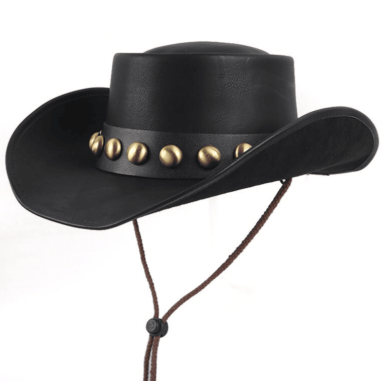 Chapeau de Cowboy en Cuir Noir