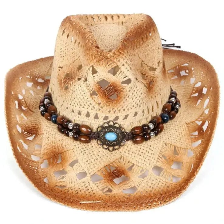 Chapeau de Cowboy en Paille pour Femme Beige