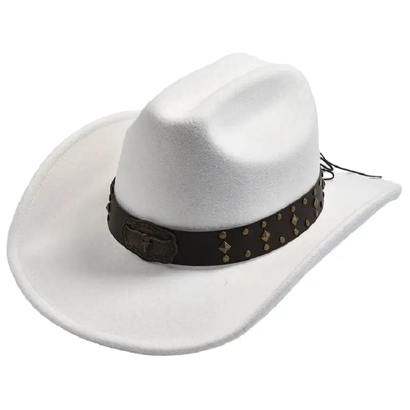 Chapeau Western en Feutre Blanc