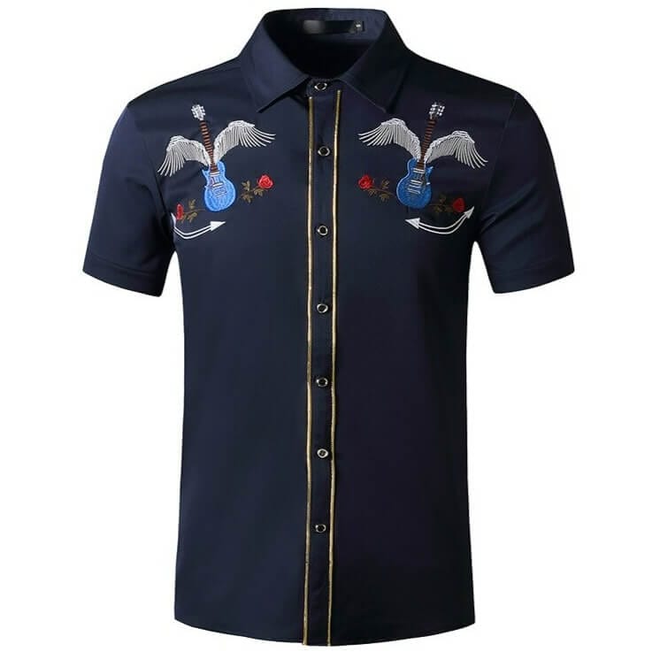 Chemise Country Manches Courtes pour Homme Bleu marine / S