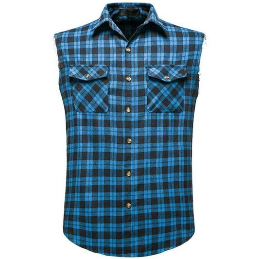 Chemise Western sans Manches pour Homme Bleu / S