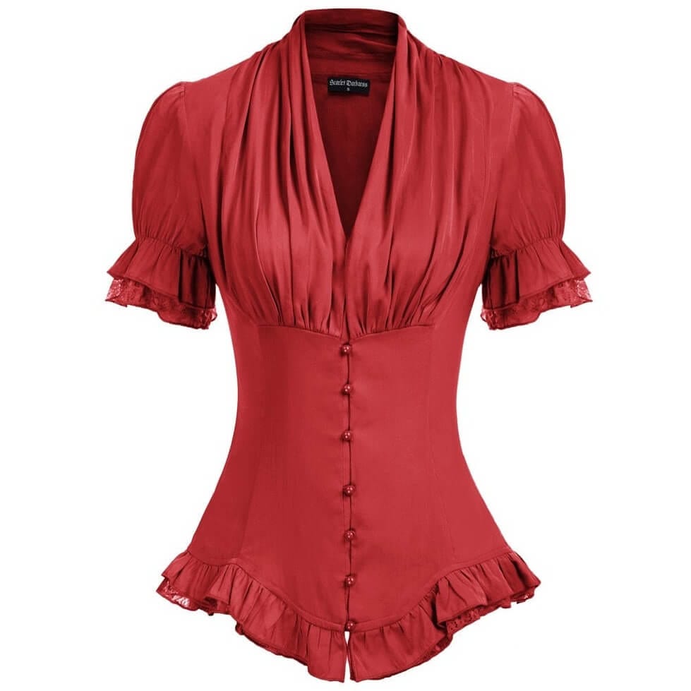 Chemisier Style Western pour Femme Rouge / S