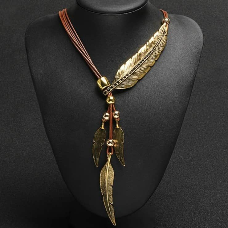 Collier Amérindien Marron | Doré