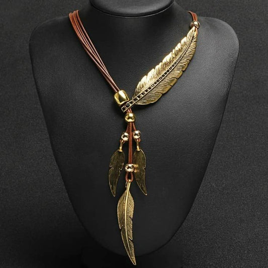 Collier Amérindien Marron | Doré