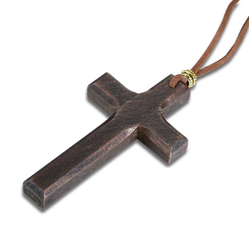 Collier Croix en Bois Marron