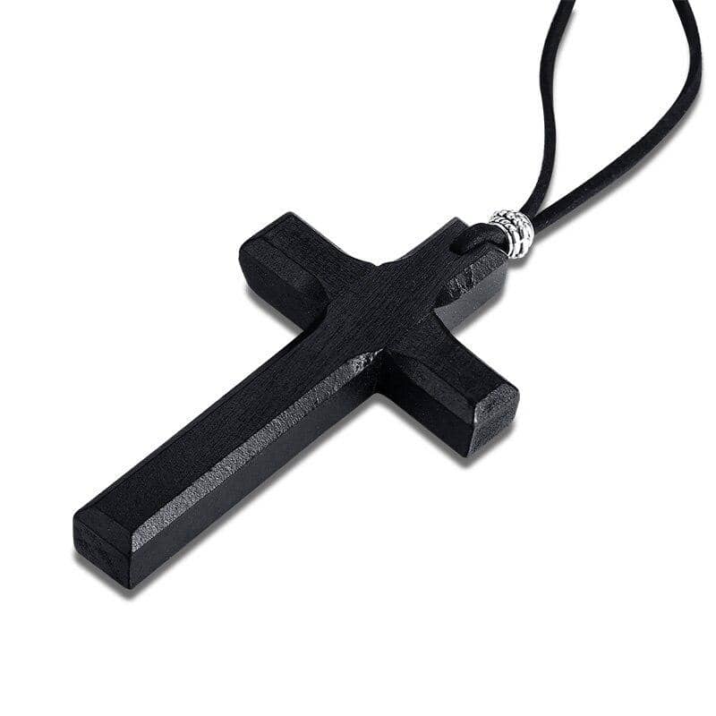 Collier Croix en Bois Noir