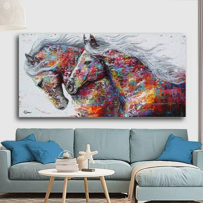 Tableau Chevaux Stylisés 20x40cm