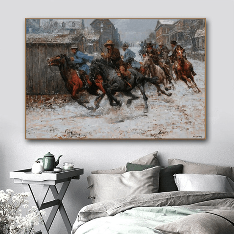 Tableau Chevaux Western 15x20cm