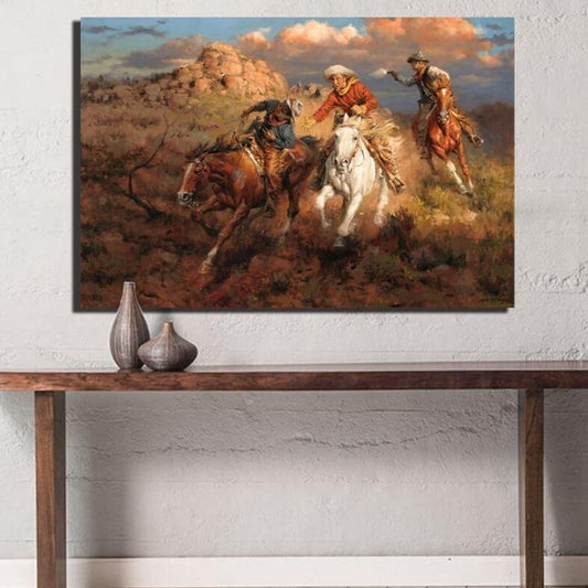 Tableau Conquête de l'Ouest Cowboy 20x30cm