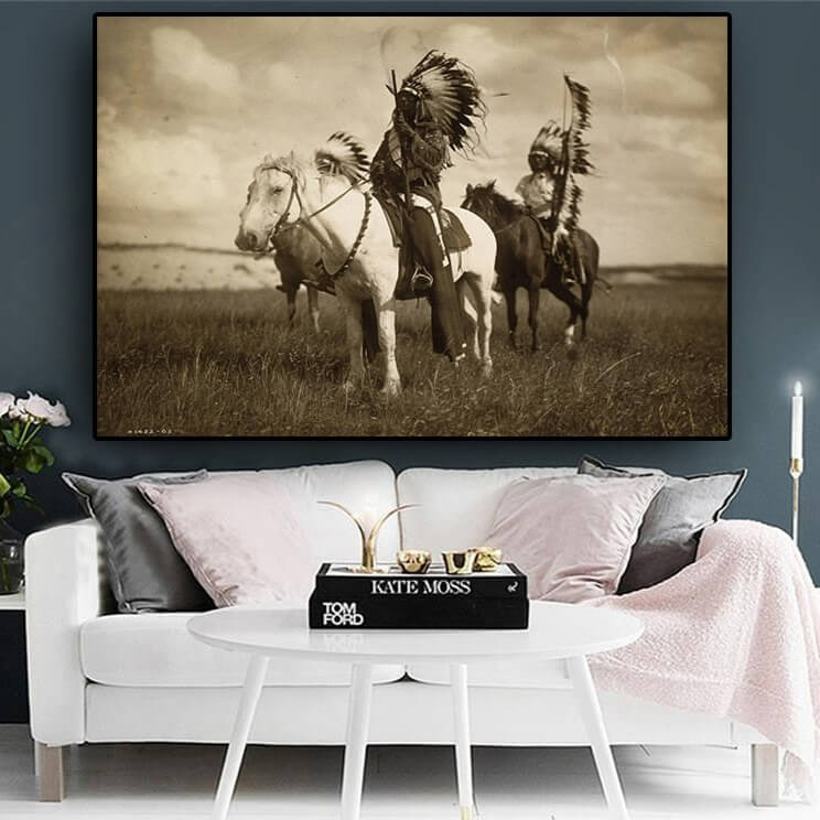 Tableau Noir et Blanc Western 20x30cm